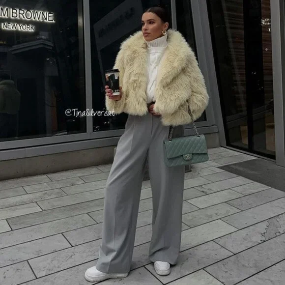 BLOGGER'S FAVE! Zara Faux Fur Coat NWT - Picture 2 of 13